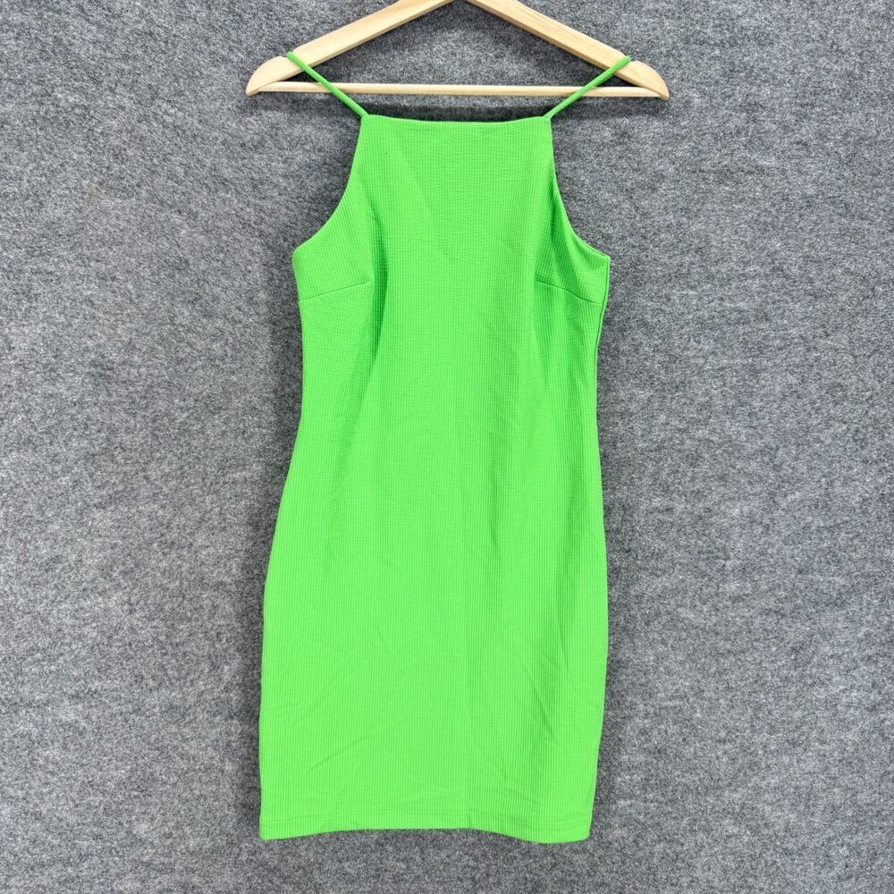Unbranded Dress Women M Medium Green Sheath Midi Sleeveless Square Neck Stretch